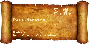 Petz Nanetta névjegykártya